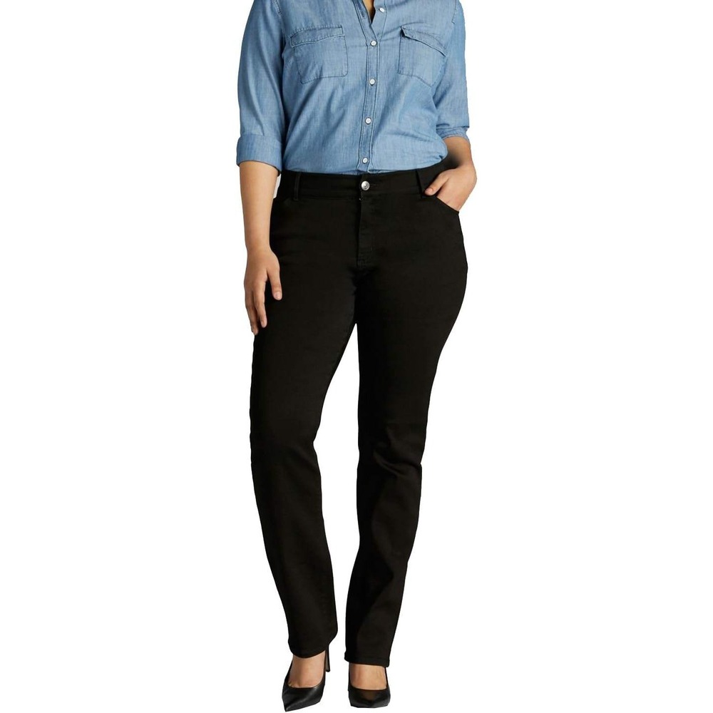 Lee Straight Leg Jean Womens 30W Black Motion Series Total Freedom Plus Size